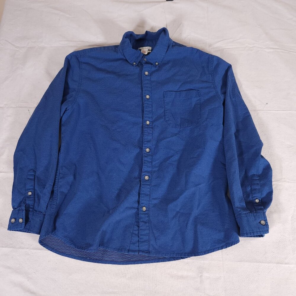 Carbon2Cobalt Pointillism Button Down Shirt Mens Large Blue 100% Cotton 133359